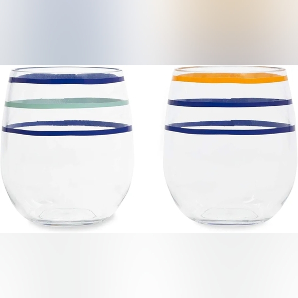 kate spade Other - NWT Kate Spade Citrus Twist Strip Stemless Wine Glass Set Multicolored